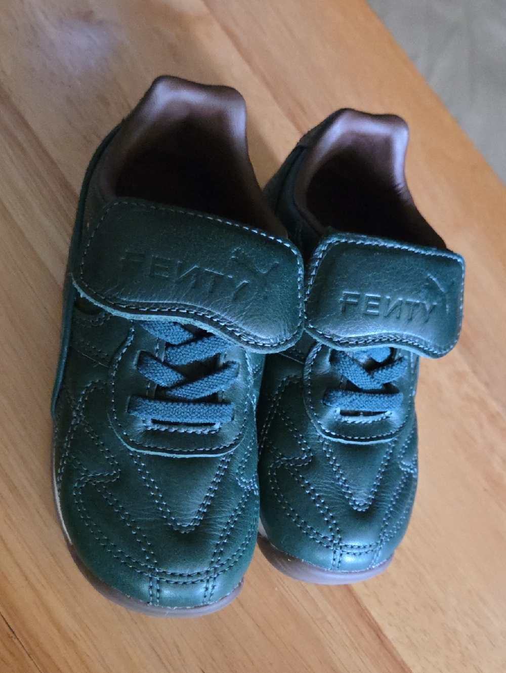 Fenty Beauty Kids Forest Green Leather Velcro Sneakers